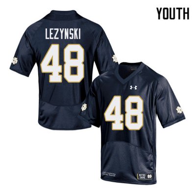 Notre Dame Fighting Irish Youth Xavier Lezynski #48 Navy Under Armour Authentic Stitched College NCAA Football Jersey HDA3699YR